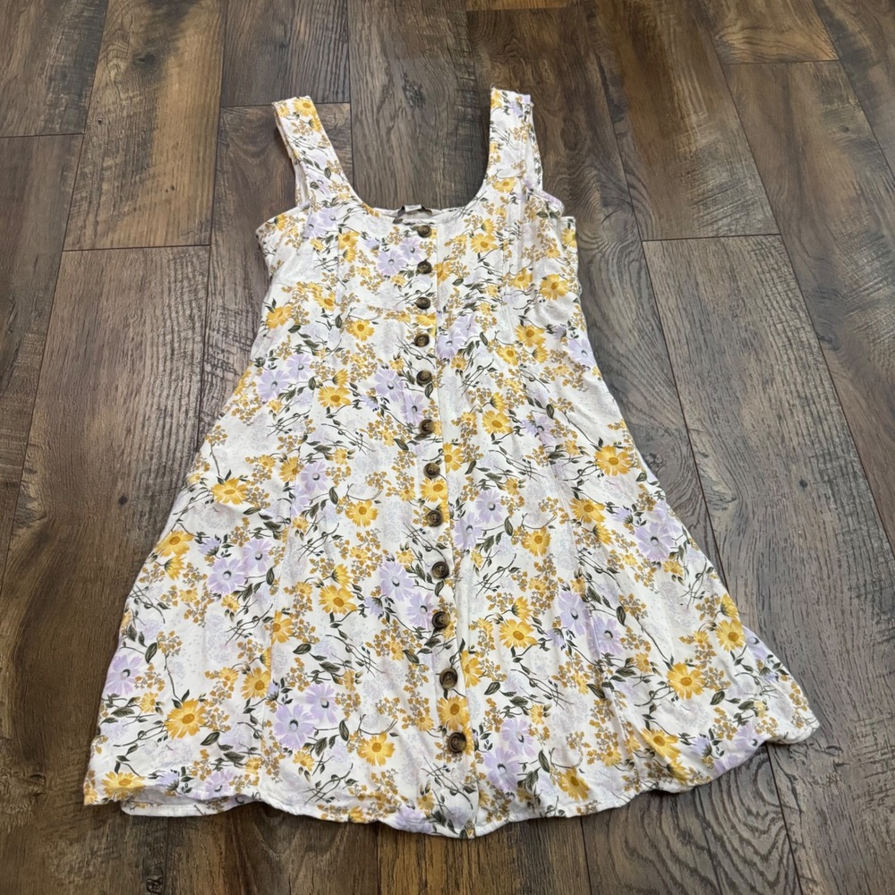 American Eagle Floral Button Front Tie Mini Dress Sleeveless Small Cottagecore